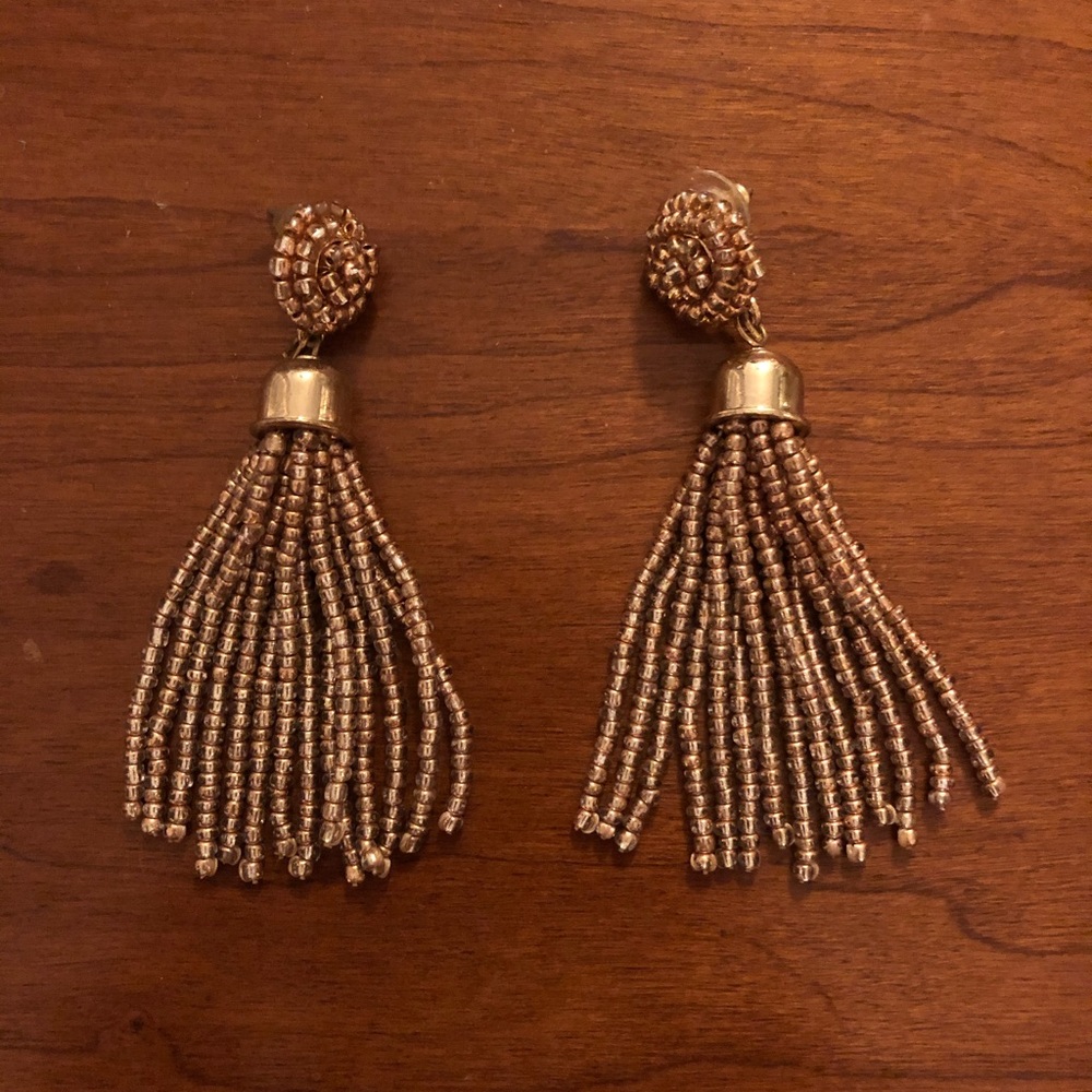 Gold beaded tassel earrings